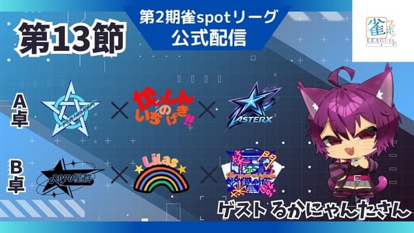 【雀spotリーグ】第13節は三倍満も出る打撃戦が展開！ファイナル進出の3位争いが激化‼