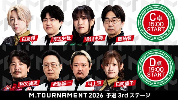 【Mトーナメント】3rdステージD卓／現・元Mリーガー代決は高打点の殴り合いへ！